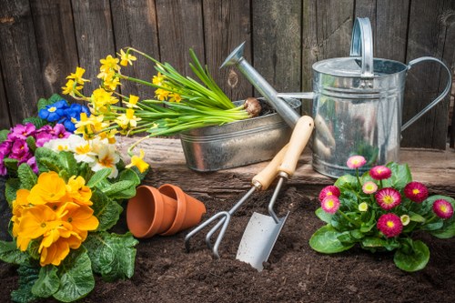 Flower bed creation in Chingford with colorful planted border